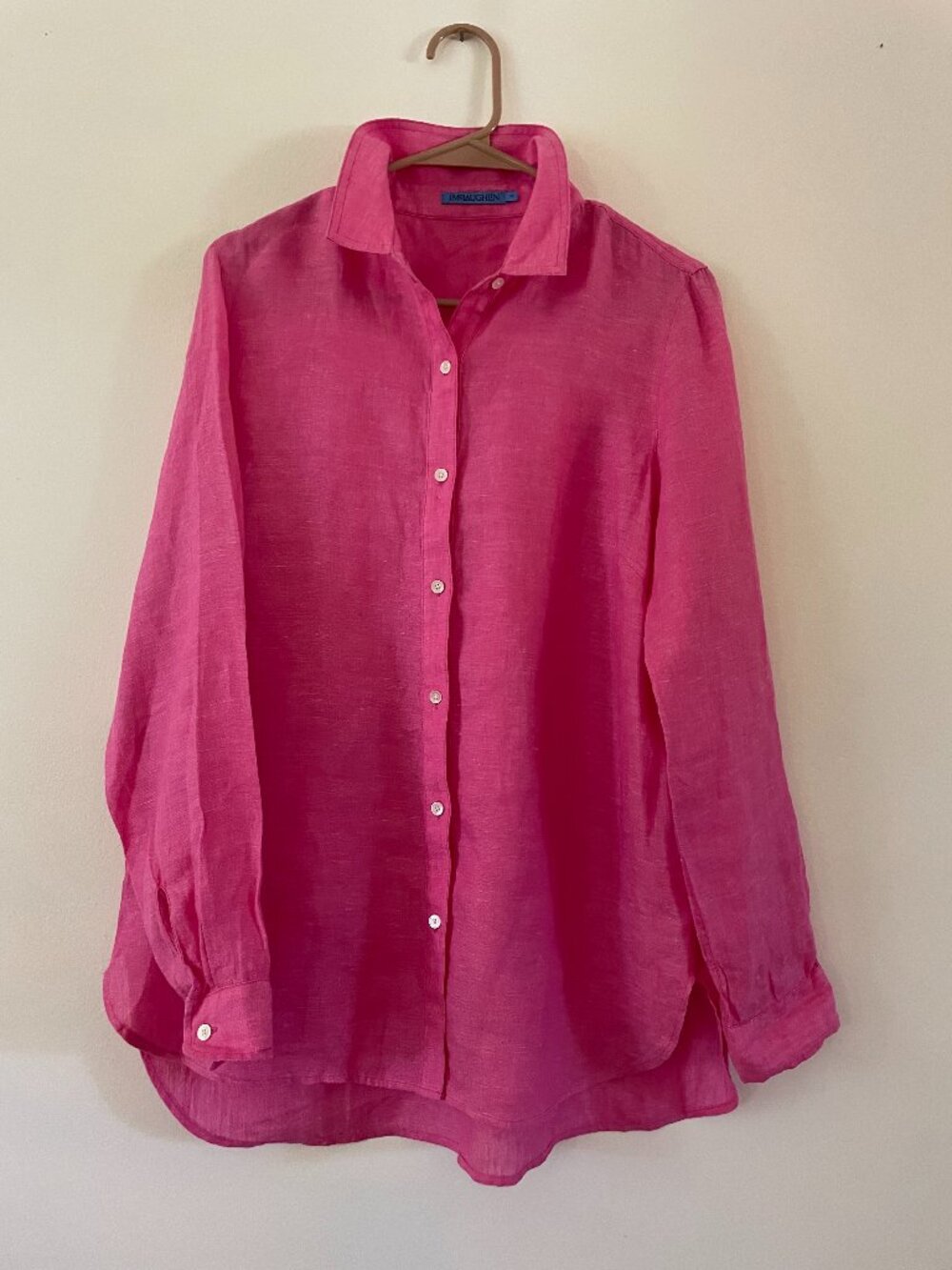 Hot Pink J McLaughlin Linen Button Down Blouse M